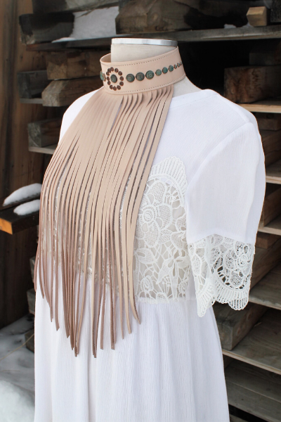 Fringe Choker Necklace Paige Leather