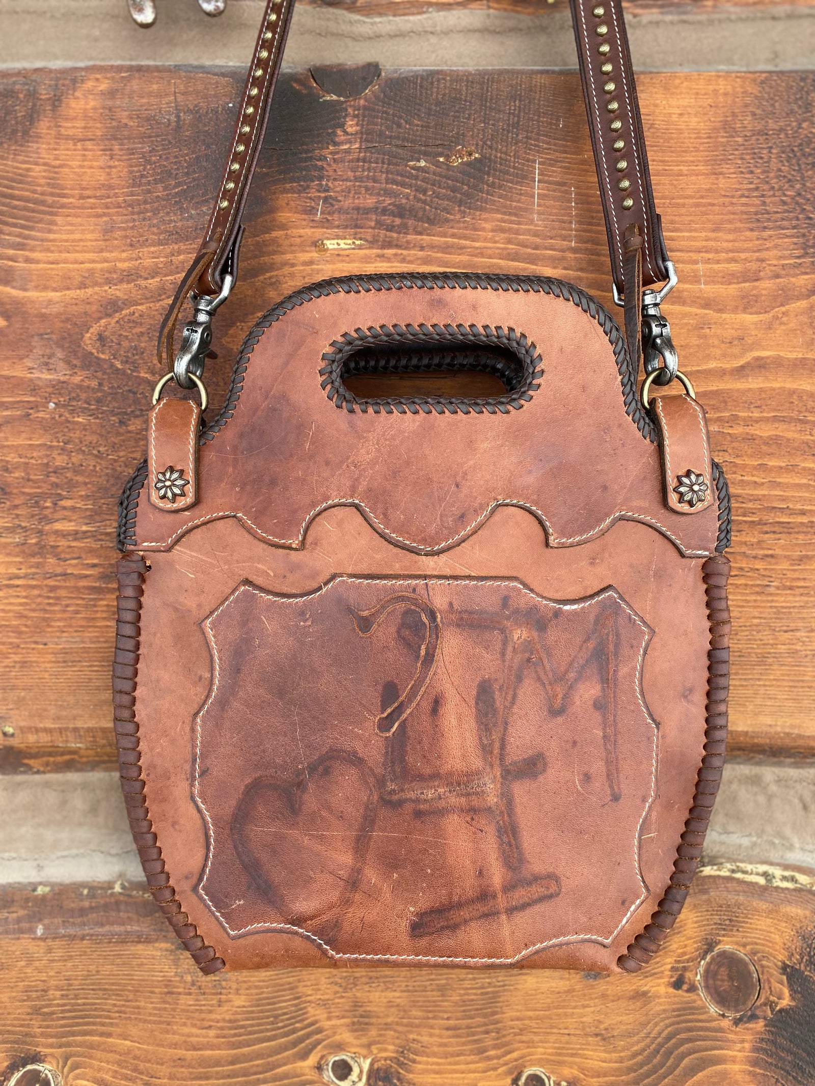 Distressed Brown Boot Top Purse