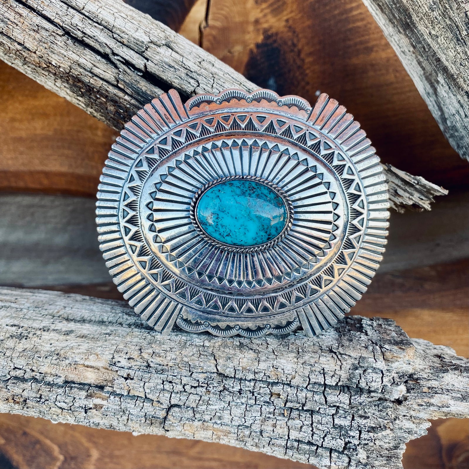 Mark Yazzie Sterling Silver & Turquoise Buckle