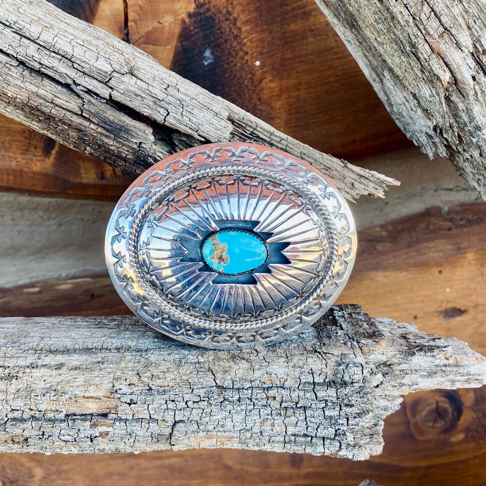 W.M. Sterling Silver & Turquoise Buckle