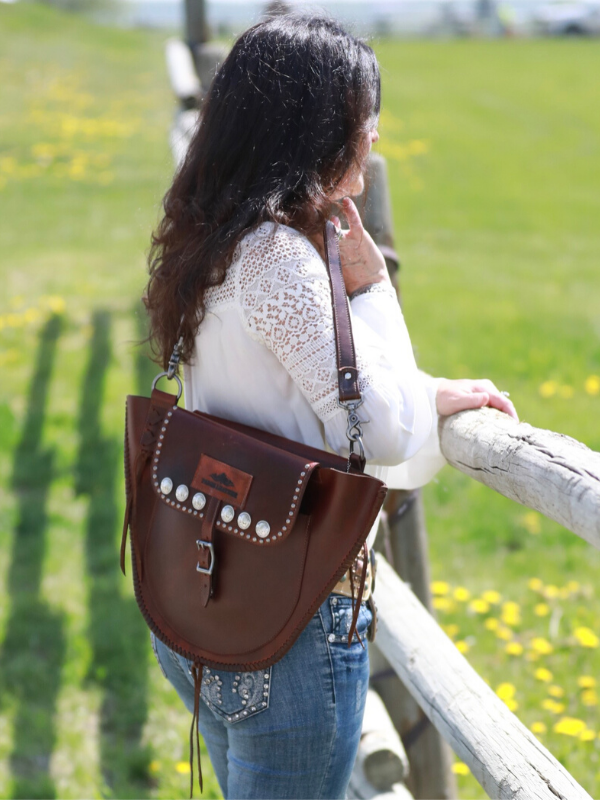 Brown saddle top bag purse