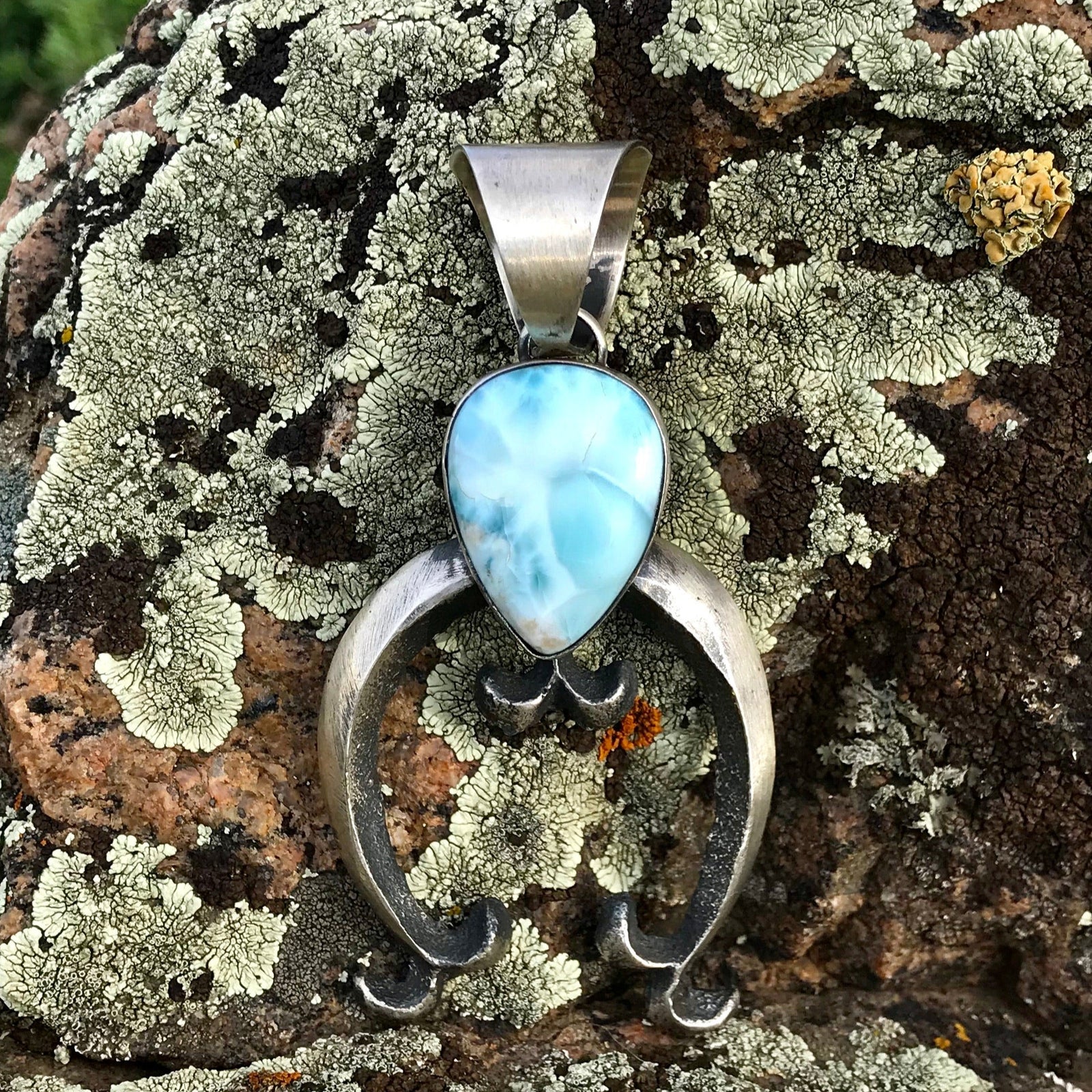 Larimar & Sterling Silver Naja Pendant